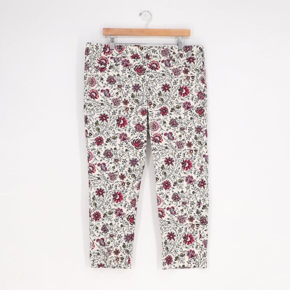 NWT ANN TAYLOR LOFT The Riviera Cropped Ankle Stretch Pant Floral Bee Size 14 - Picture 1 of 10